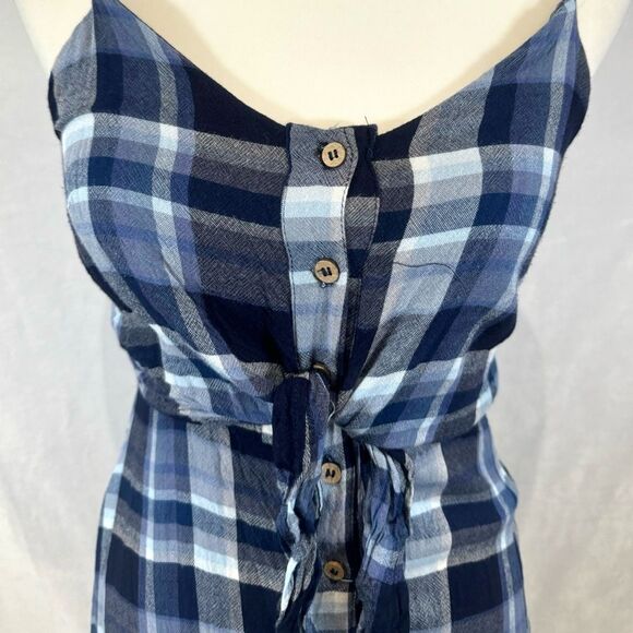 Universal Thread blue tie and button front plaid dress size XS - Picture 3 of 7